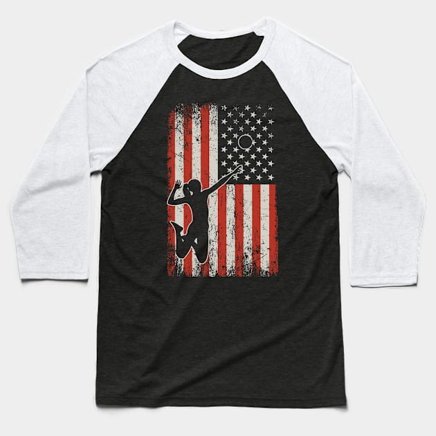 USA FLag Volleyball Player Baseball T-Shirt by ryanjaycruz